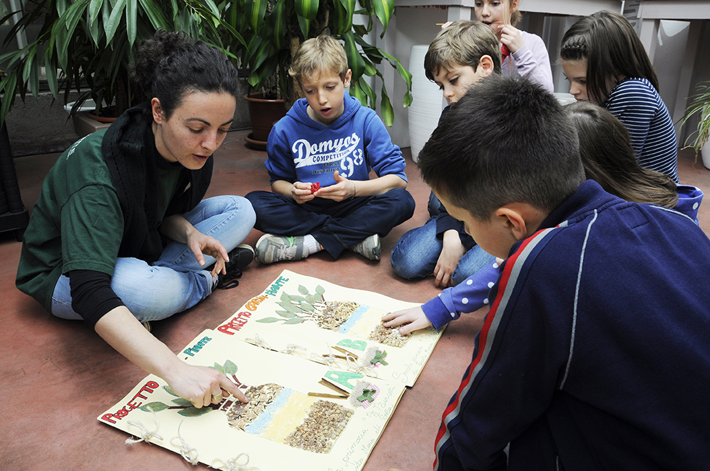Due mani che formano un cuore attorno a una pianta verde di rosmarino